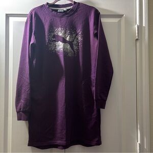 Puma Purple Women’s Long-Sleeve Logo Sweatshirt Dress